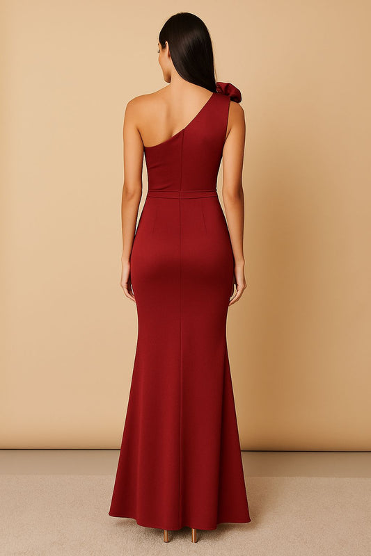 VESTIDO DE FIESTA  AUGUSTA ASIMETRICO CON APLICACION DIOR