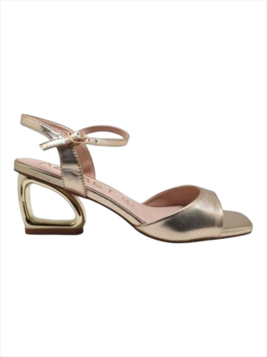 Sandalia española Geomatrica para novia y fiesta , taco 5 cms