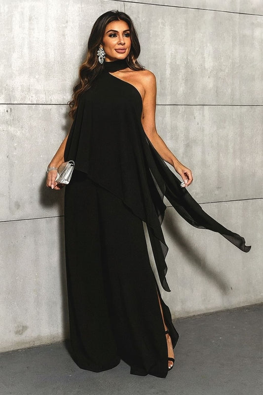 Enterito de fiesta Brigitte ,asimétrico y abertura en pantalon