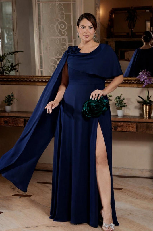 Vestido de fiesta Poli con manga capa asimétrica y aplicación Dior