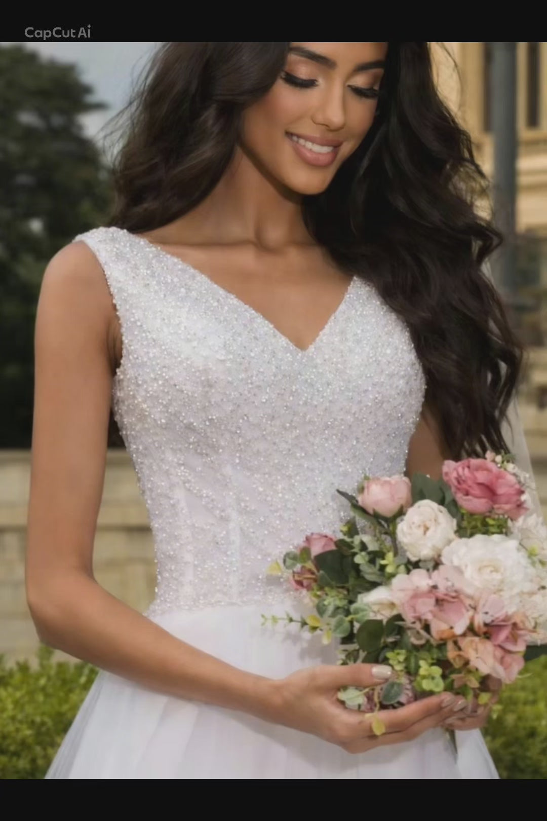 Vestido de Novia  Vanda Tul con Brillo Sutil en el Torso – Línea A Elegante y Romántico